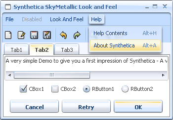 SyntheticaSkyMetallic Java Look and Feel